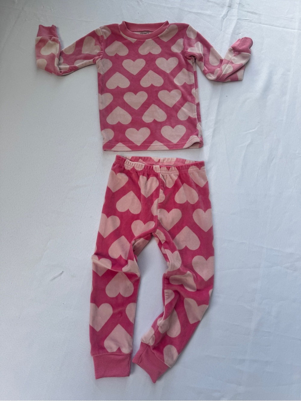 Carter's Pink Heart Print Pajama Set girls size 2T